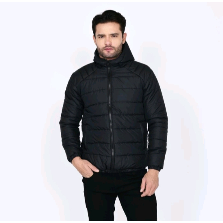 Jaket Puffer Ultralight Hitam Polos Gelmbung Busa Pria Wanita Outdoor Waterproof