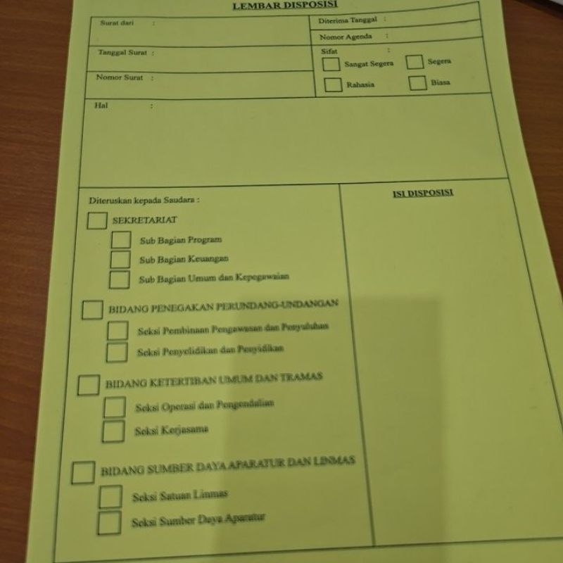 

cetak lembar disposisi 1 rim