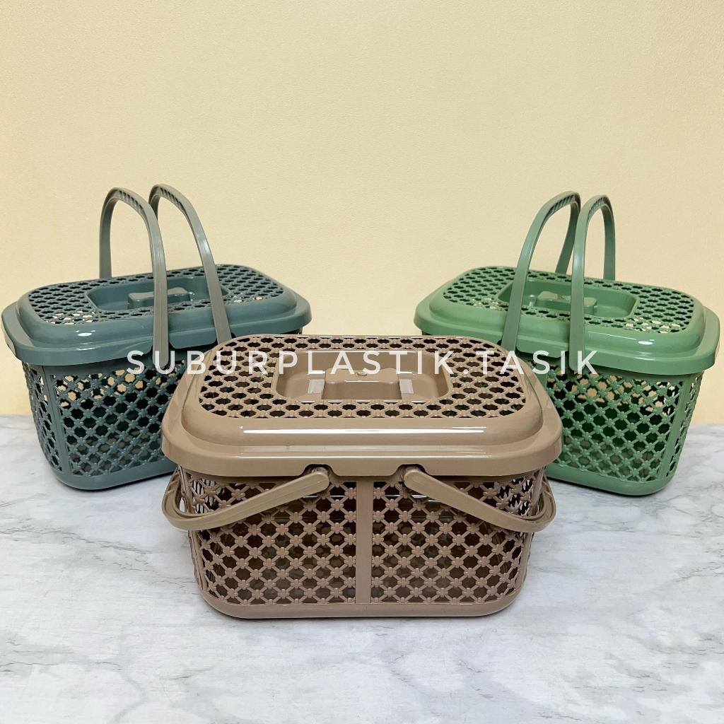 [3 & 6 Pcs] Keranjang Tutup Alicia Elandra Bahan Plastik | Tempat Penyimpanan Serbaguna Dengan Tutup