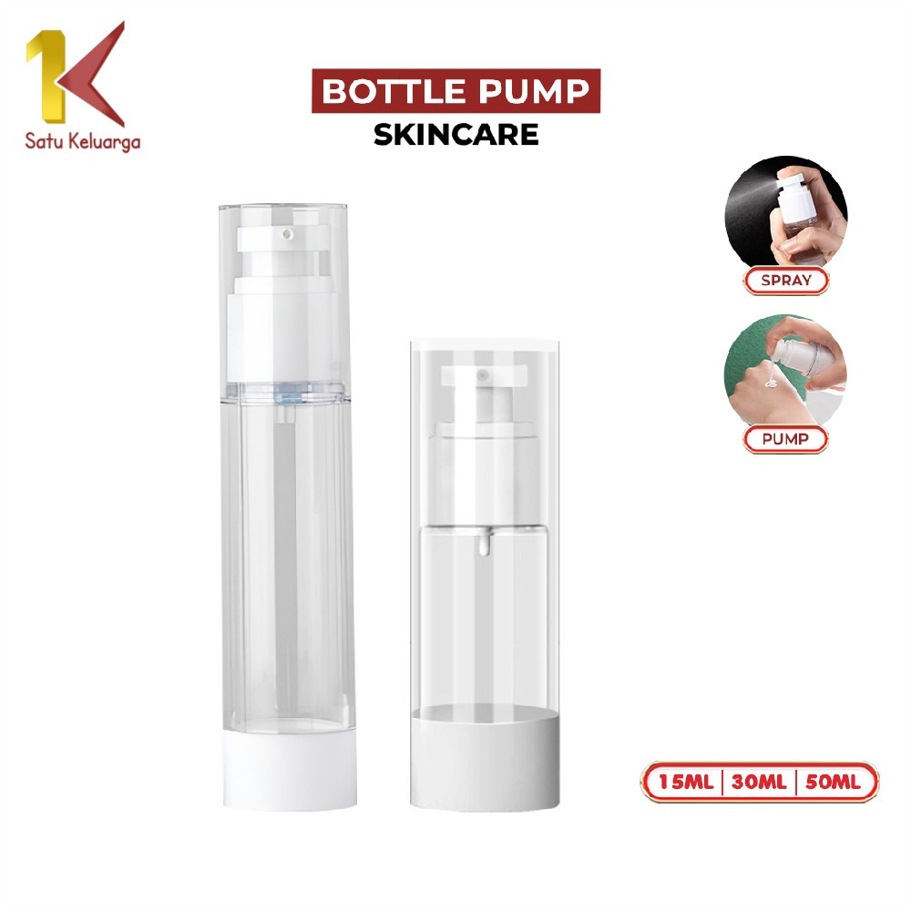 Satu Keluarga Botol Airless Pump Lotion Transparan 15ml 30ml 50ml C1123 Botol Refillable Travel Size
