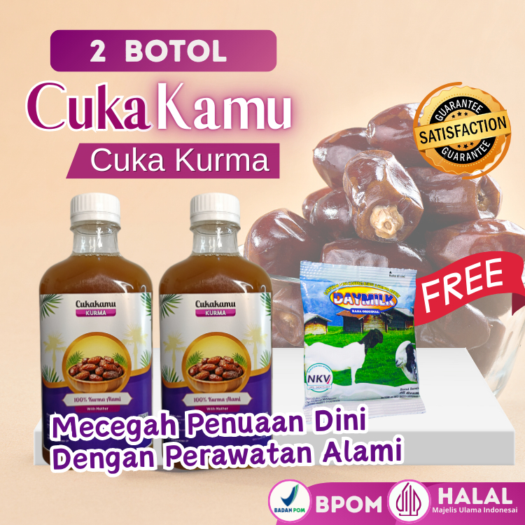 

CUKAKAMU Cuka Kurma Mencerahkan Wajah Putih Bersih Flek Hitam - 2 Botol (Free Daymilk Sachet)