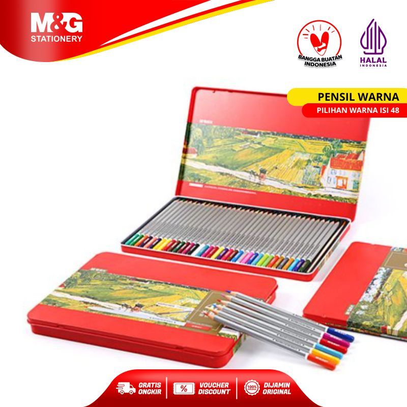 

M&G Pensil Warna Isi 48 Watercolor Colored Pencil 48 colors Metal Box Package Warna Cerah Cocok Untuk Mewarnai dan Menggambar di Kertas atau Kanvas