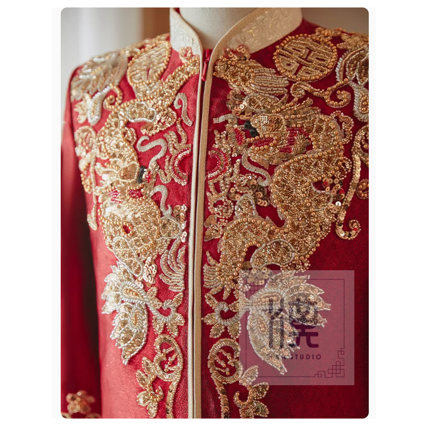 CHEONG SAM PRIA CHINESE BAJU SANGJIT MERAH GOLD RED SET XINCIA CHEONGSAM HS250204