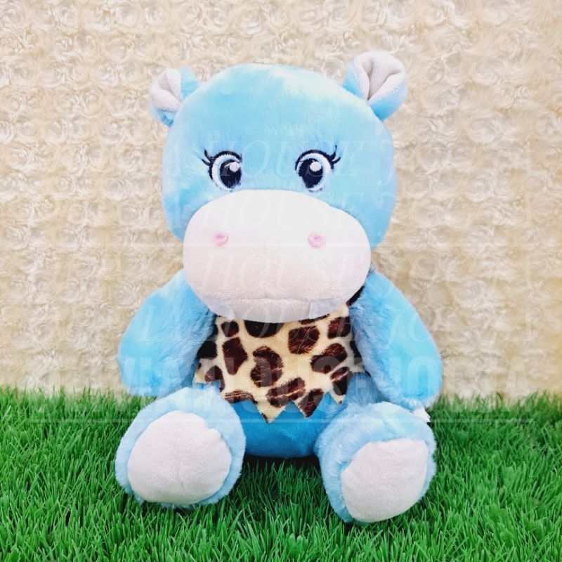 Boneka Hippo Biru Boneka Kuda Nil Boneka Hippo Baju Coklat Totol