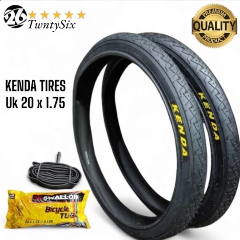 Ban Luar Dalam Sepeda KENDA Ukuran 20x1.75 Set Ban Luar Dalam Untuk Sepeda BMX Sepeda Lipat MTB 20in