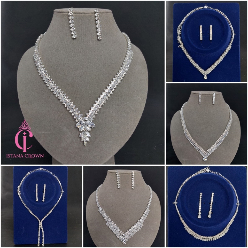 Zircon Necklace - Set Anting Kalung Aurel Zircon Premium - Aksesoris Wedding