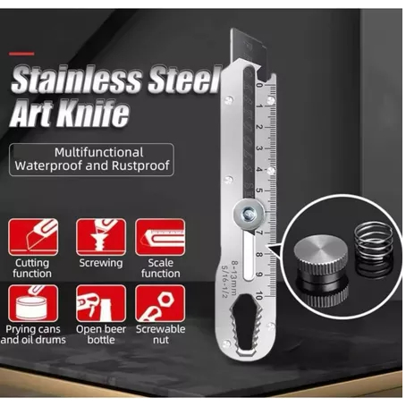 

Pisau Cutter Stainless Besi 9in1 Cutter Stainless Pemotong Kertas Tajam Anti Karat