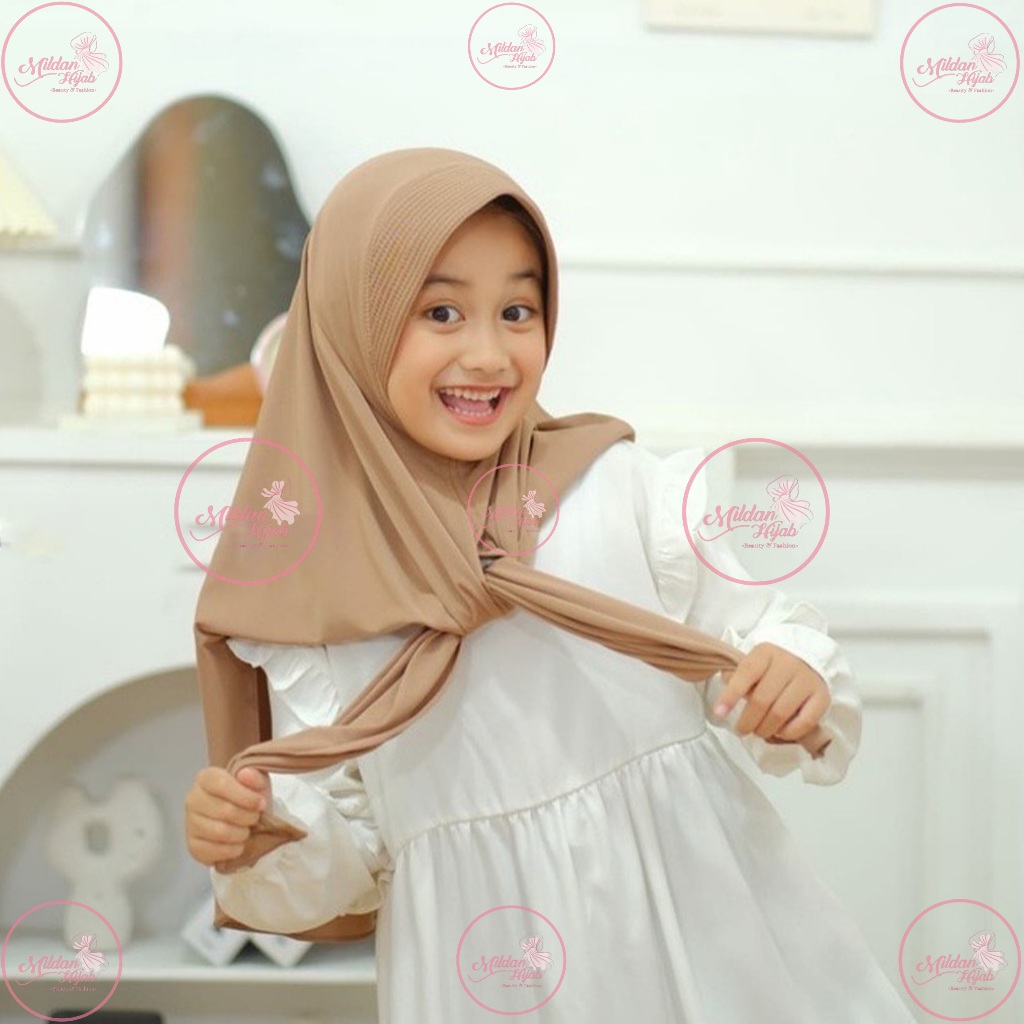 Hijab Segitiga Instan Pet Antem Jersey Jilbab Anak Perempuan Remaja 7 - 13 Tahun