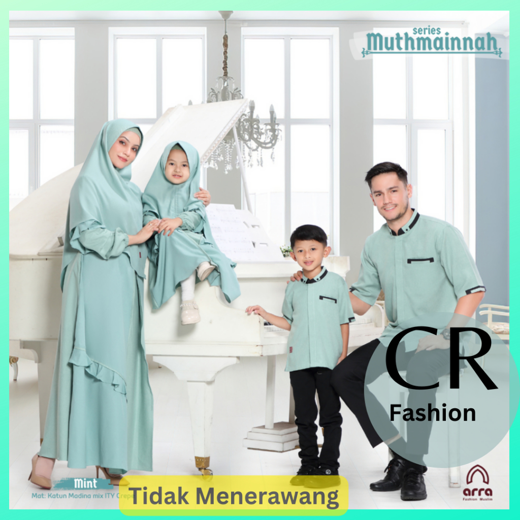Sarimbit Keluarga Muthmainnah Mint Baju Koko Gamis Kerudung Couple Kapel Kepelan Pasangan Dewasa Ana