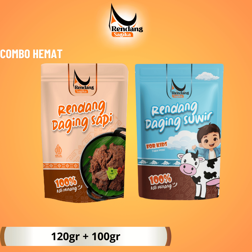 

RENDANG SAGIKA - Combo Hemat Rendang Daging Sapi & Rendang Daging For Kids Rendan Kemasan Padang