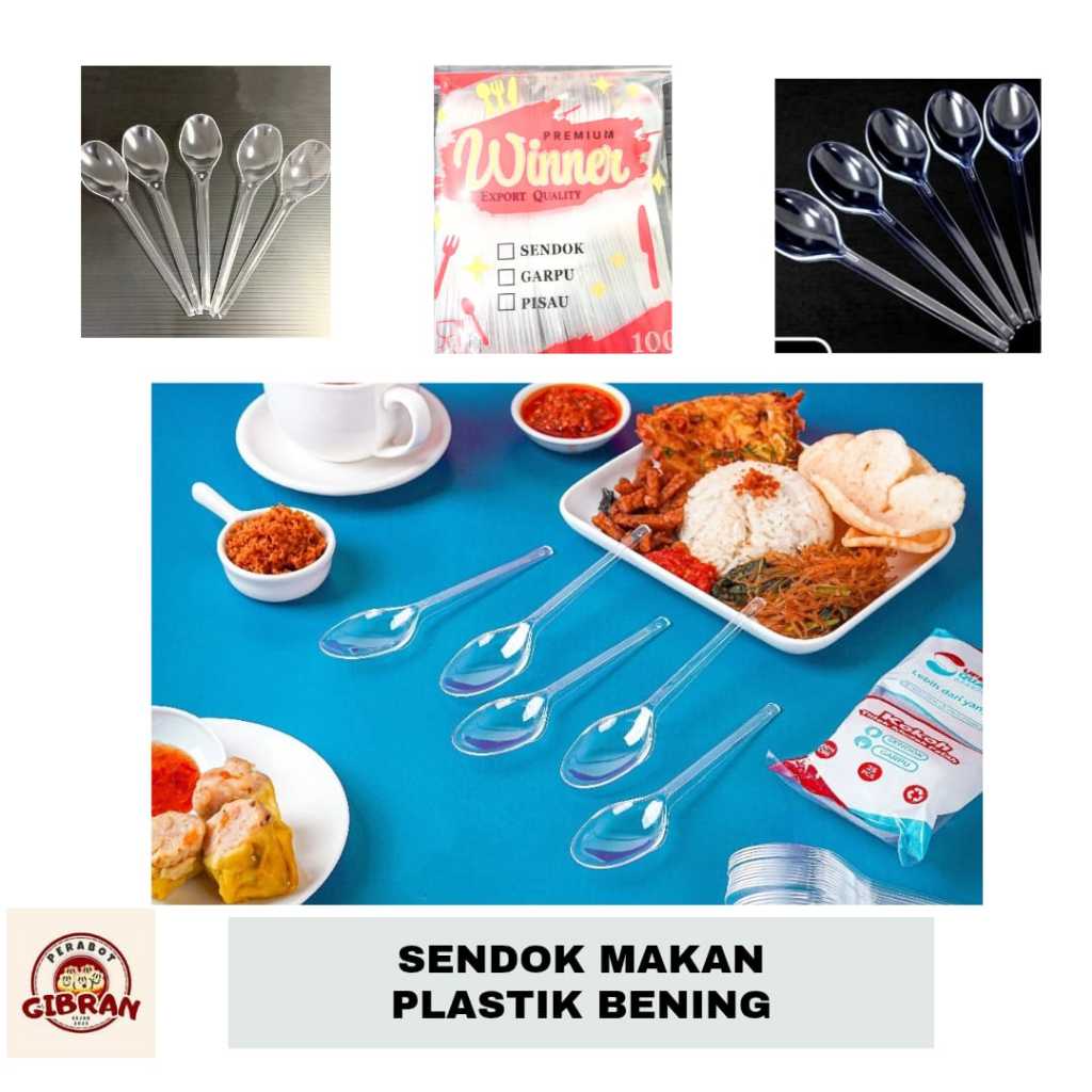 (100pcs) Sendok Panjang Makan Bening/ Sendok Plastik Bening Murah