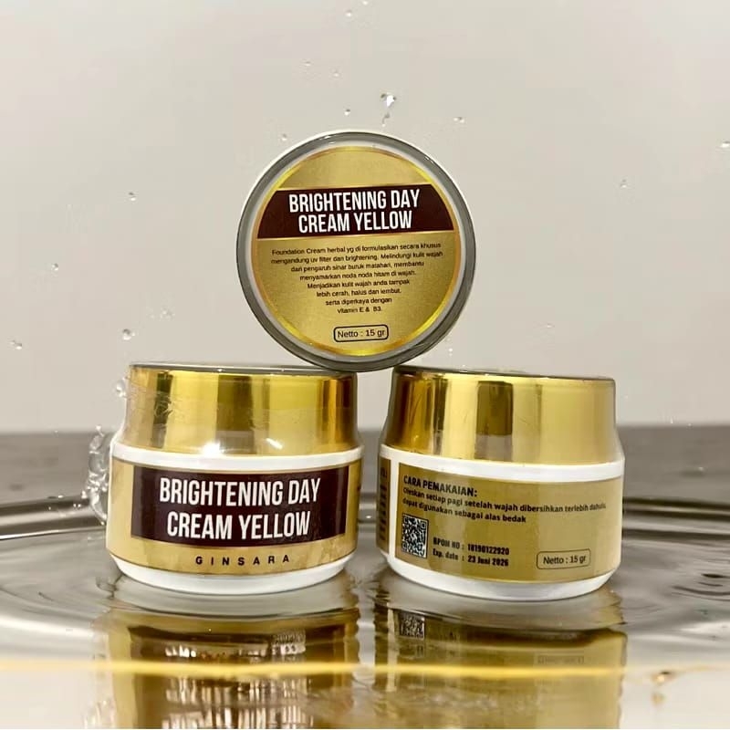 GINSARA - Brightening Day Cream Yellow/Foundation with UV Filter, Vit E &B3//Membantu Menyamarkan No
