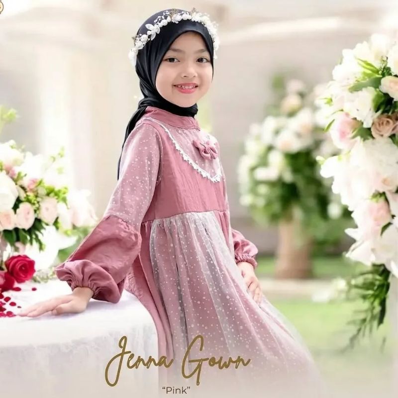 Gamis Anak Jeena kids Dress Bahan Crinkle Dress Anak Perempuan Baju Muslim Anak Gamis Terbaru 2025