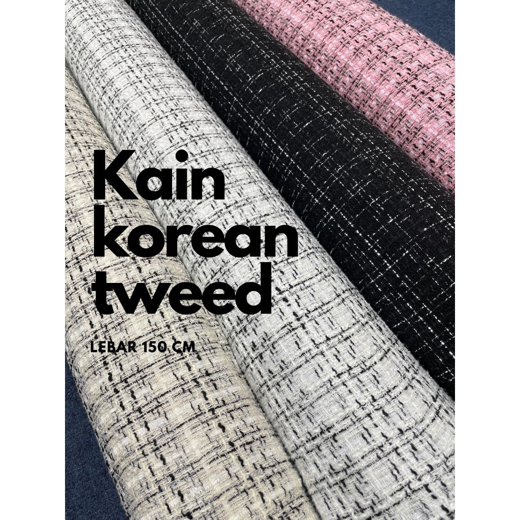 (Harga per 0.5m) Kain Tweed Chanel lebar 150cm Premium/Tweed Akrilik Tebal / Kain Blazer / Korean Tw