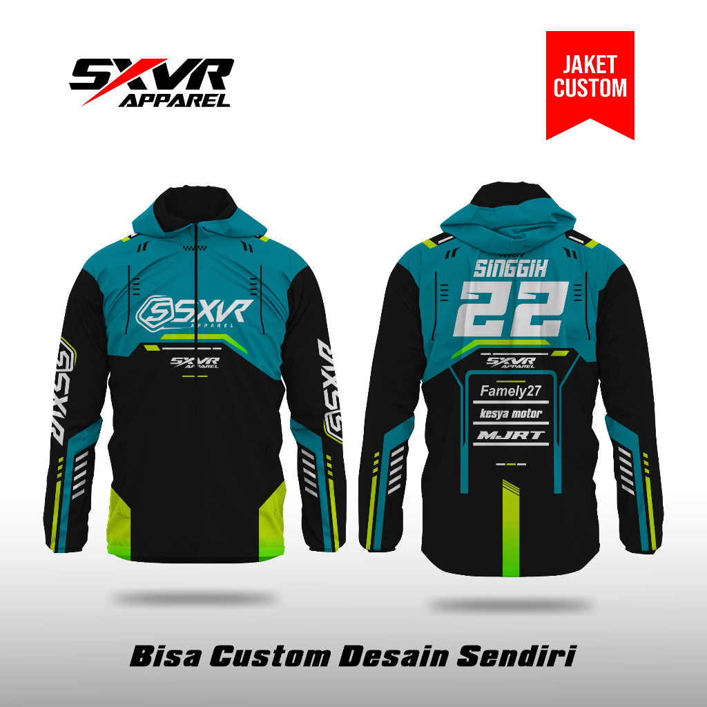 Jaket Custom Racing Jaket Parasut Windbreaker Waterproof