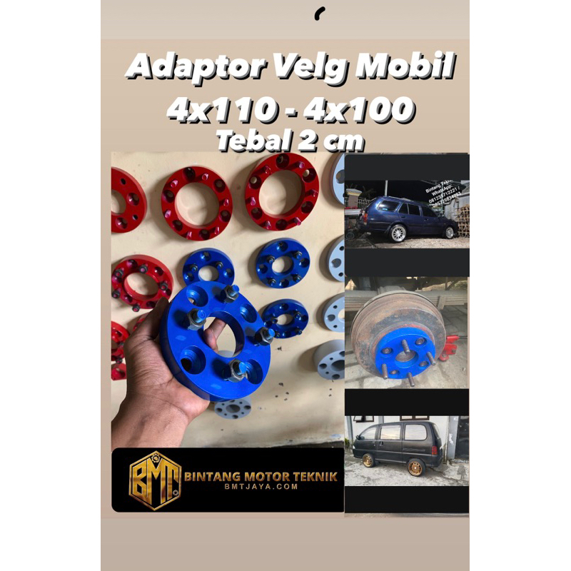 Adaptor velg Espass hijet dan zebra PCD 4x110 ke 4x100 1 set 4 biji tebal 2 cm