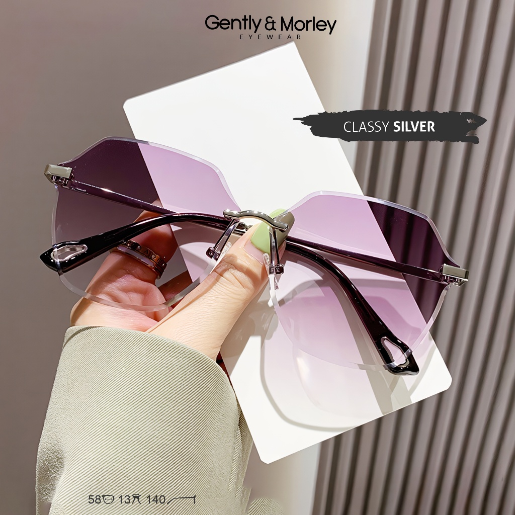 Gently Morley Kacamata Hitam Frameless Wanita Anti Silau Sunglasses UV400 Polarized Material Metal Z
