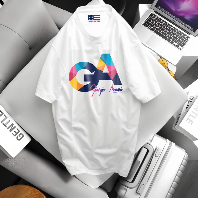 COD Kaos Distro Pria Wanita Lengan Pendek Motif Giorgio Armani Bahan Import 100% Cotton Combat 24S