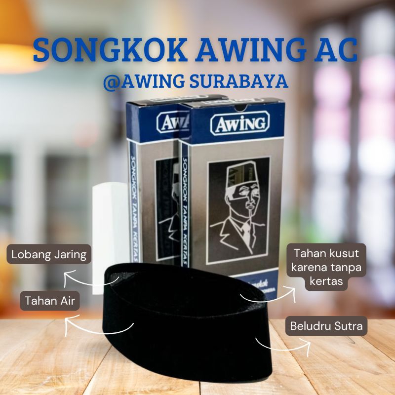 Songkok Awing AC Tinggi 8,9,10,11,12 Original Produk Beludru Halus Kopyah Awing | Peci Awing Polos A
