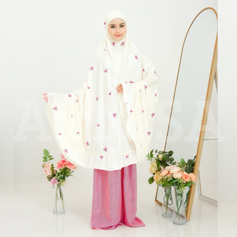 Mukena Rayon Jumbo PITA COQUETTE Dewasa ARNISA renda PRELOVED NEW