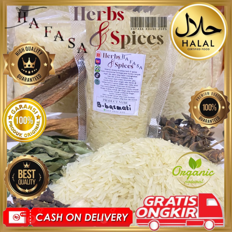 

beras basmati 500gr / beras India / beras Arab / beras panjang / untuk nasi kebuli / bumbu rempah HAFASA