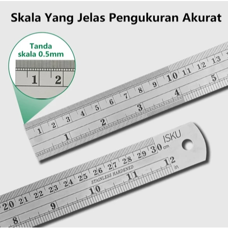 

Penggaris besi 30 cm / Rol besiPengukur / Paper Ruler / Penggaris kantor dan sekolah