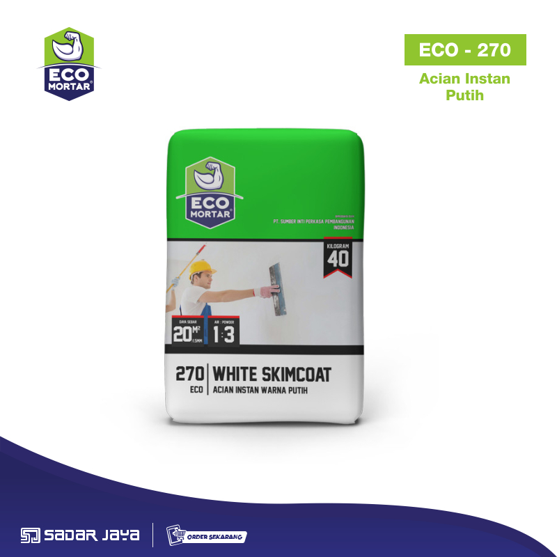 Eco Mortar Acian Instan Putih Eco 270 Mortar Instan Semen Instan Eco Mortar White Skimcoat