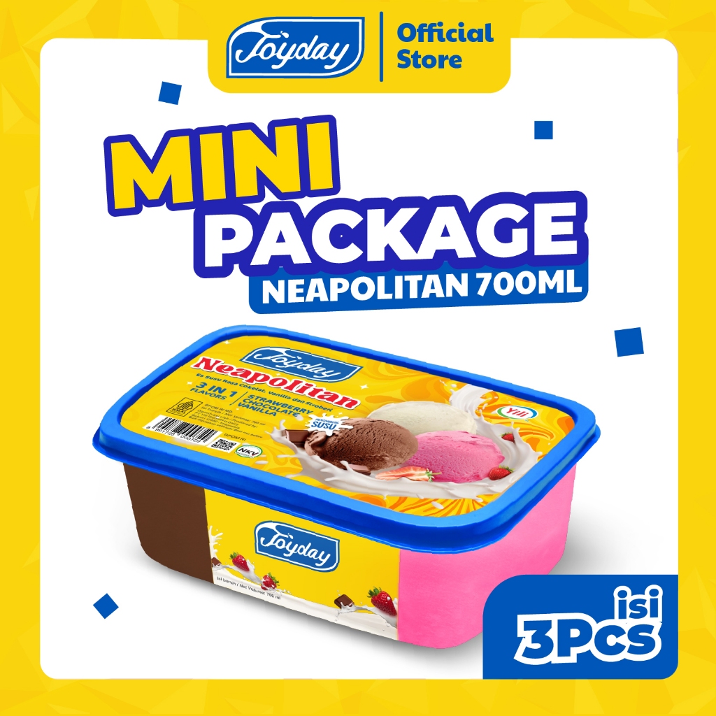 

Joyday Ice Cream PAKET NEAPOLITAN 700ML - Isi 3 pcs Es Krim