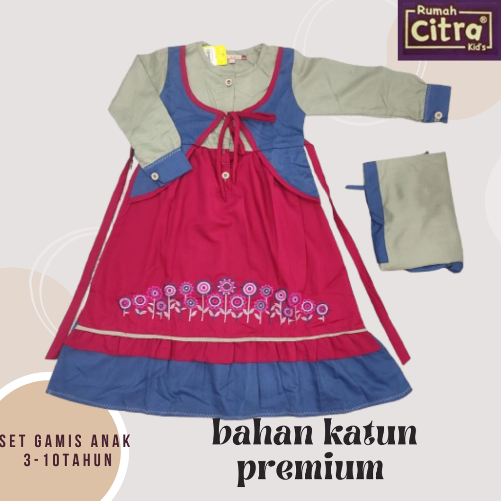 BUSANA MUSLIM FREE HIJAB SYAR'I / GAMIS ANAK POLOS / GAMIS ANAK ORI CITRA KIDS / BUSANA MUSLIM ANAK 