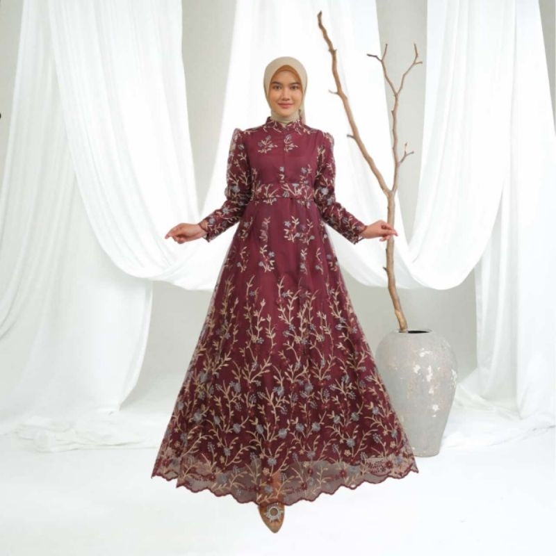 Naluna Dress - dress viral terkini - dress simple elegan - ootd muslimah - dress kondangan- gaun pes