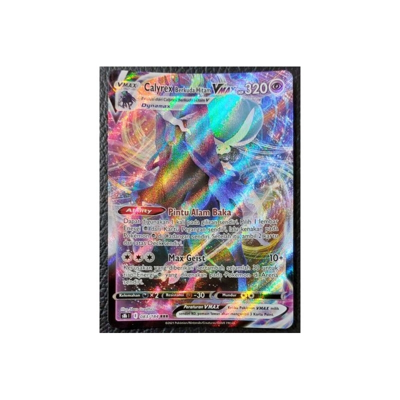 Kartu Pokemon TCG - Calyrex Berkuda Hitam V Max RRR (s8b) 083/184
