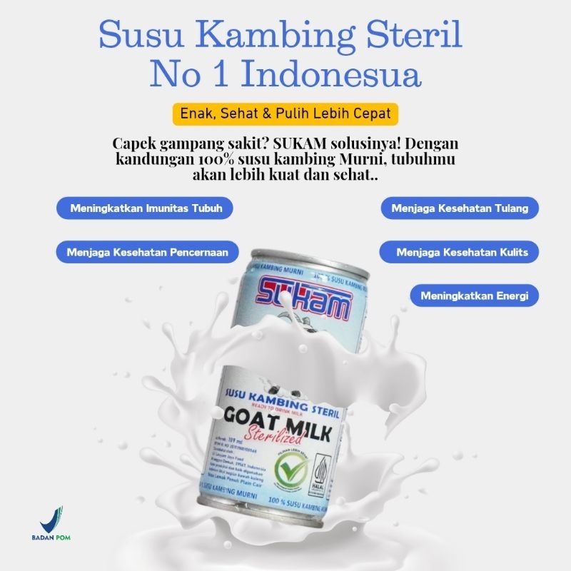 

Sukam Goat Milk Steril 100% Susu Kambing Murni