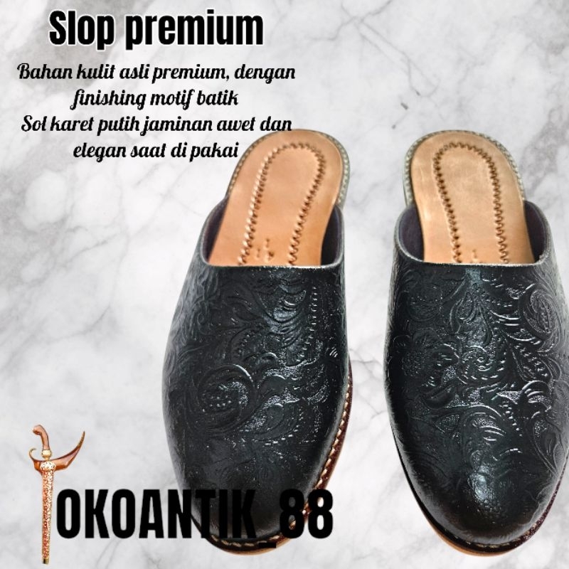 SANDAL SLOP SELOP PRIA KULIT ASLI SANDAL KEJAWEN SLOP MANTEN BUSANA ADAT JAWA MOTIF BATIK PREMIUM