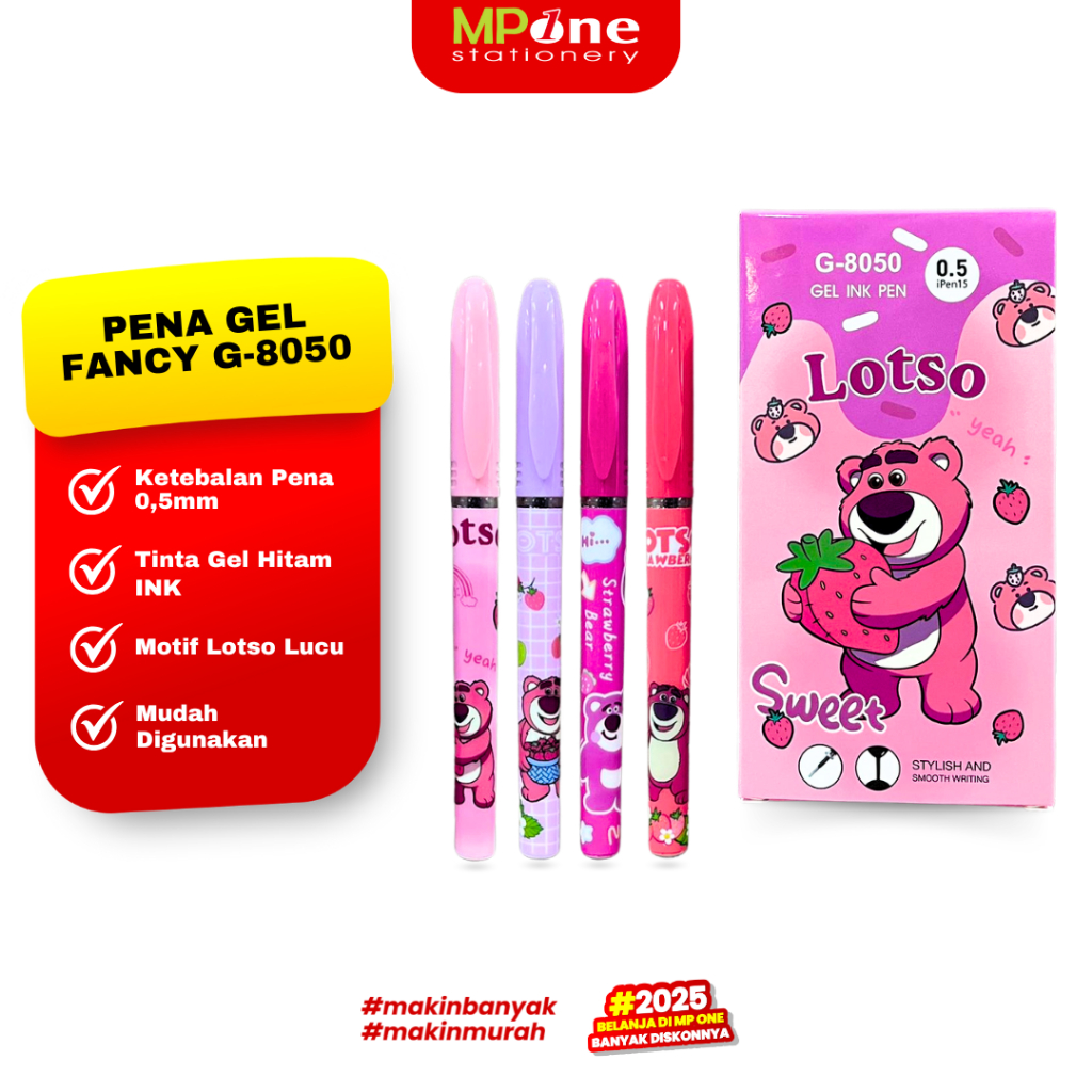 

(1 KOTAK) Pena Gel Fancy G-8050 Motif Lotso Tinta Hitam 0,5mm / Pulpen Gel Ink Fancy Lotso Isi 12 Pcs