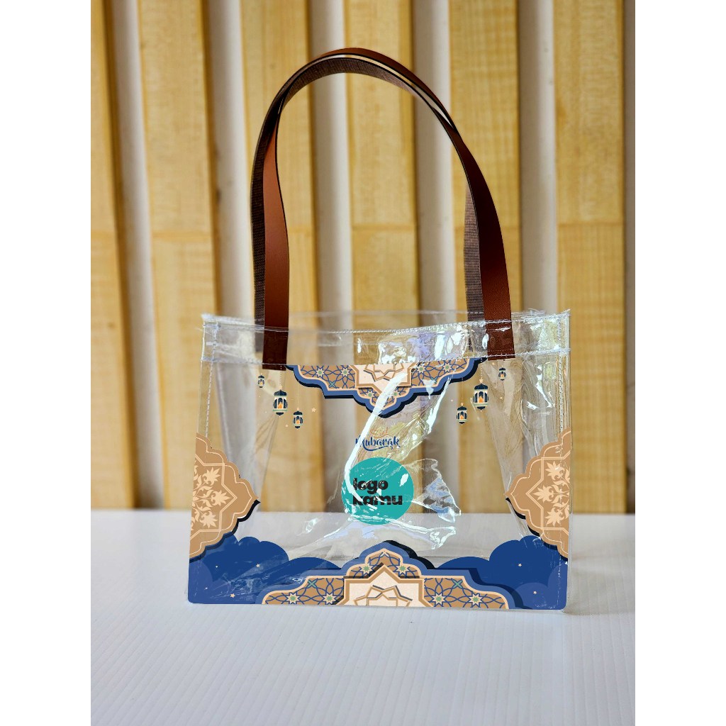 

Tas Mika Custom Nama dan Logo Perusahaan , Tas Hampers Lebaran Mika Tebal 3mm ( 22cmx18cm)