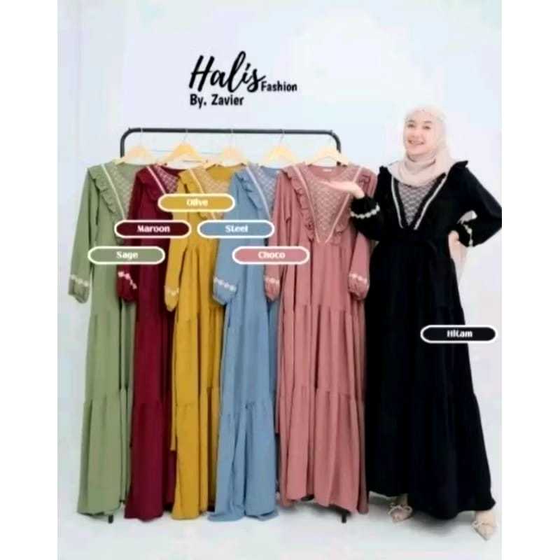 BAYAR TEMPAT GAMIS CRINGKEL AIRFLOW POLOS KOMBINASI BROKAT / DRESS MAXY BROKAT LENGAN TANGAN BUNGA M
