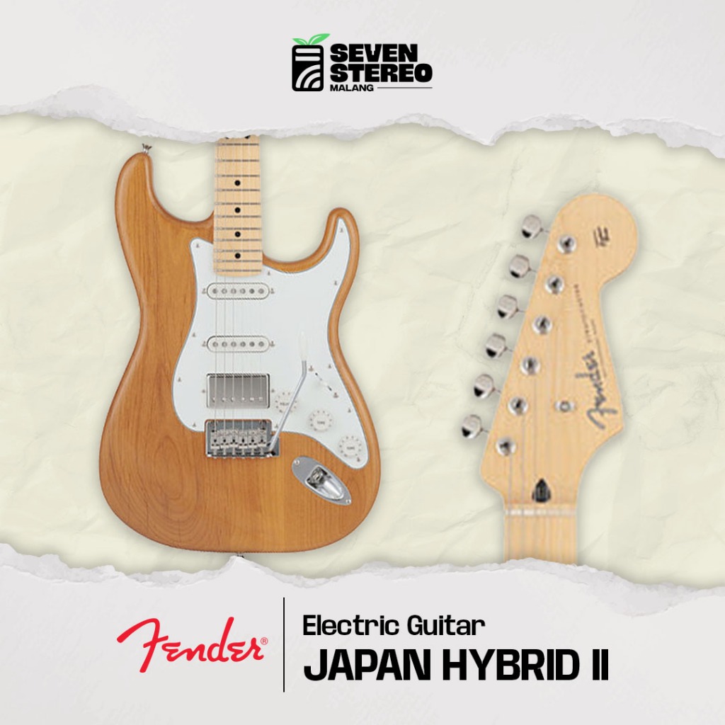 Fender Japan Hybrid II Stratocaster HSS Electric Guitar, Maple FB, Vintage Natural