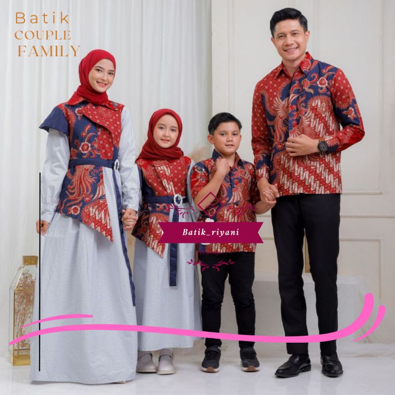 Gamis Couple Keluarga Motif Raya Sarimbit Batik Keluarga Modern Couple Batik Keluarga Terbaru