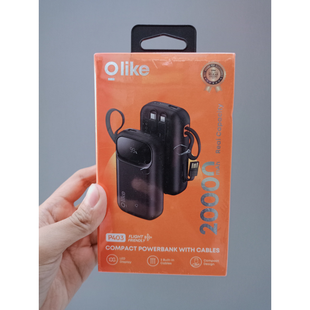 OLIKE P403 Powerbank Smart Protection 20000mAh Kabel Built In Flight Friendly With Led Display