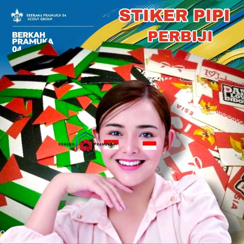 

[Perbiji] Stiker pipi merah putih indonesia palestina bahan aman dikulit