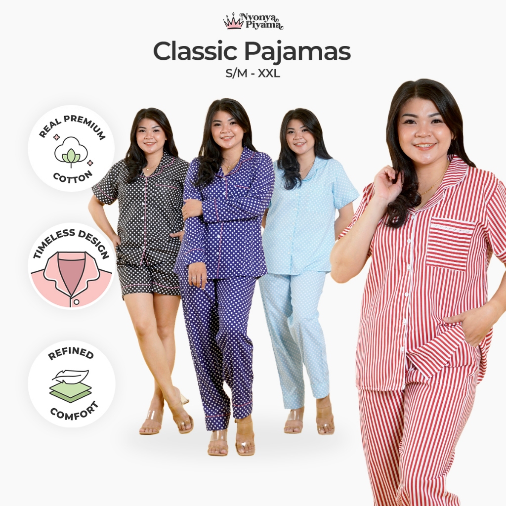Nyonya Piyama Katun Set Classic