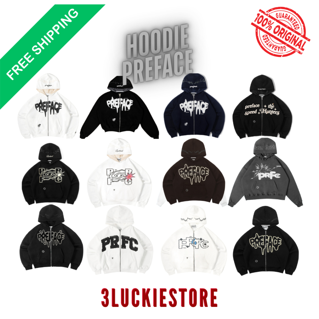 [ORIGINAL 100%] Preface Oasis Boxy Zipper Black White // Preface Speed Hunter // Preface Classica He