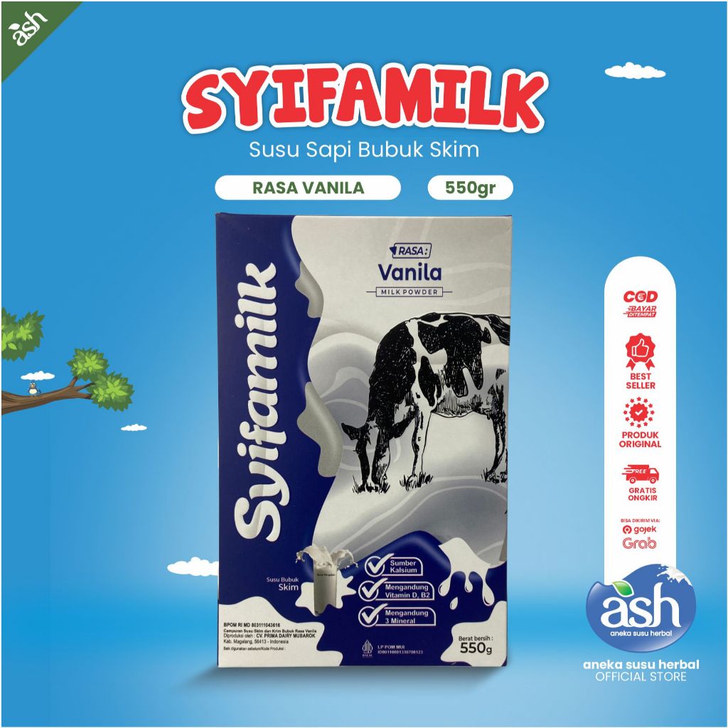 

SUSU SYIFAMILK Varian Vanila 550gr - Susu Sapi Lezat Alami Original Sebagai Sumber Nurtrisi Menyehatkan Pencernaan Menguatkan Tulang Menurunkan Berat Badan - Adam Herbal - anekasusuherbal