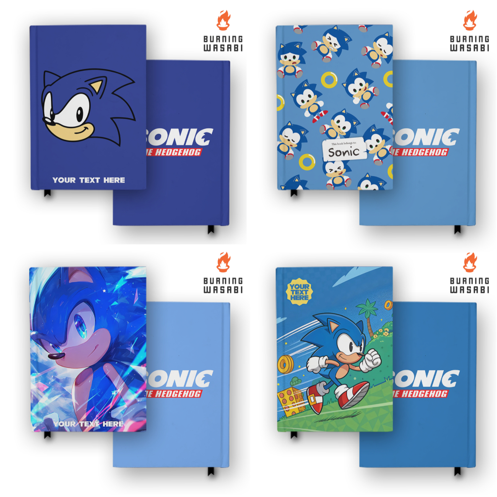 

Buku Catatan Notebook Sonic The Hedgehog SEGA Hardcover Custom Nama Diary Gift Agenda Burning Wasabi