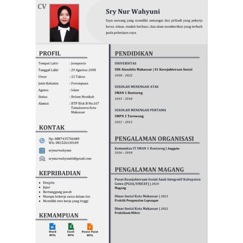 

TEMPLATE CV LAMARAN KERJA-CURICULUM VITAE. PENDUKUNG LAMARAN PEKERJAAN. TERSEDIA BANYAK DESIGN.