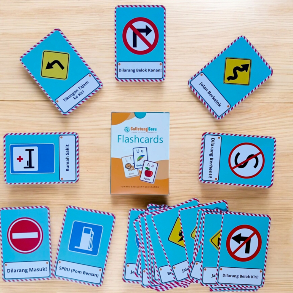 Flash Card Rambu-Rambu Lalu Lintas Kartu Edukasi untuk Belajar Anak PAUD TK