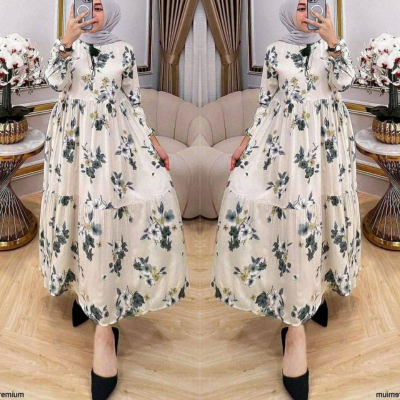 Malika Midi Dress / midi / baju wanita / dress / baju wanita / dress motif / gamis