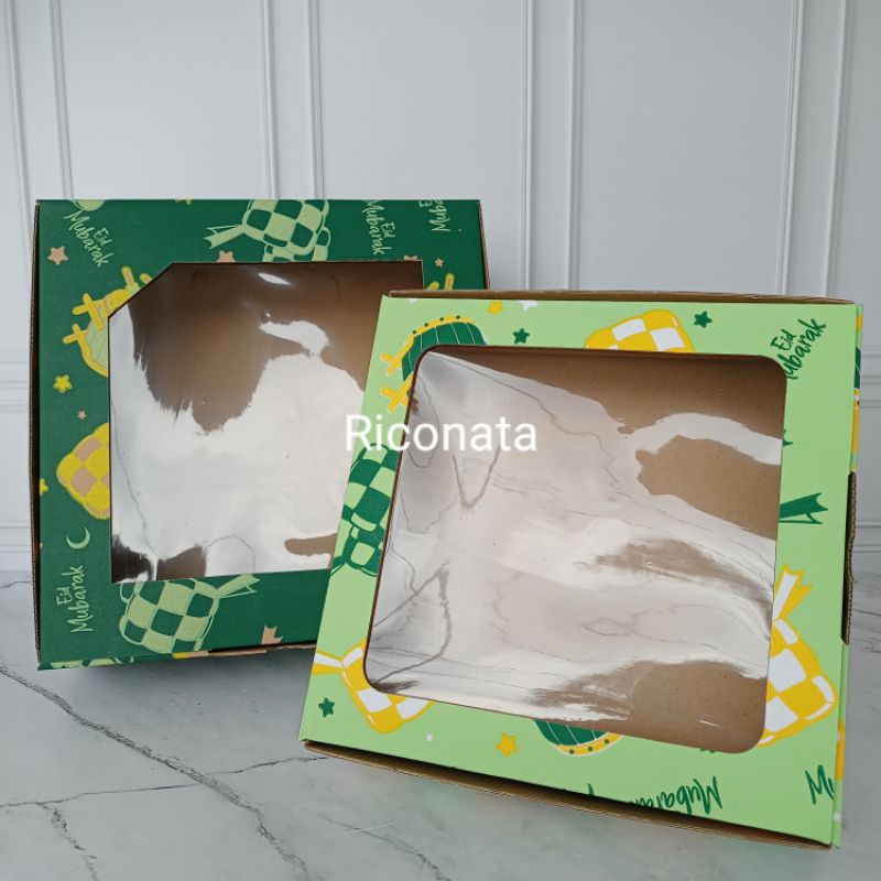 

[1pc] Box Kotak kue cake pudding hampers lebaran idul fitri hijau eid