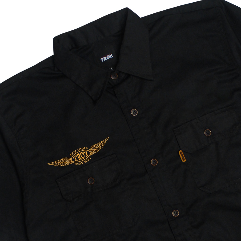 Troy Company Work Shirt Workwear Black Golden Origin - Kemeja Kerja Workshirt Hitam WSP 2981