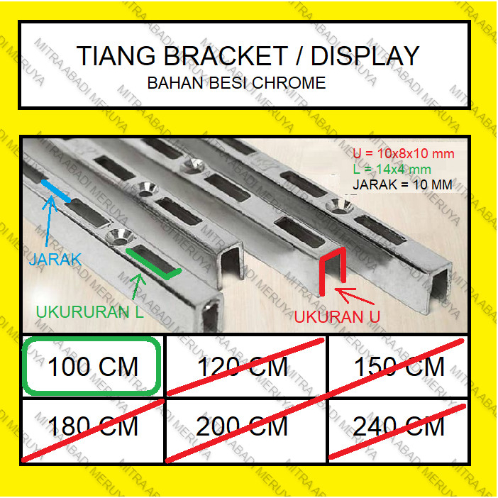 Tiang Bracket 100 cm Rel Bracket Tiang Rel Breket Display